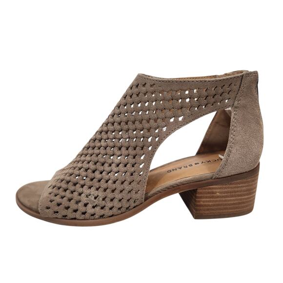 Lucky Brand NWOB Nacria Women's Perforated Leather Open Toe Block Heel Shoes 9 - Picture 2 of 7